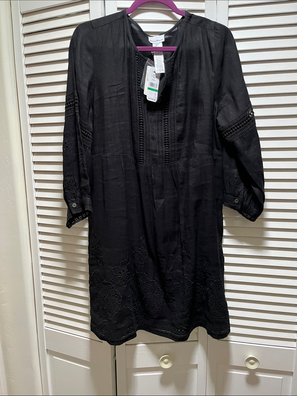 Tommy Bahama Black Embroidered Dress